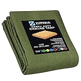 Premium Canvas Tarp 1 Pack, 12 x 20 ft, 14oz. Heavy