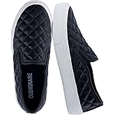 CUSHIONAIRE Faze Women’s Quilted Slip-On Sneaker – Faux Leather Casual Shoe with Memory Foam Insole & Rubber Outsole