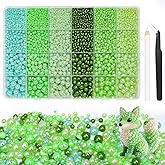 Morcheiong 10000 Pcs Flatback Pearl 3-8mm Half Pearl Bead for DIY Decoration of Nail Art Makeup Wedding Dresses Graduation Caps Bags DIY Making (Green)