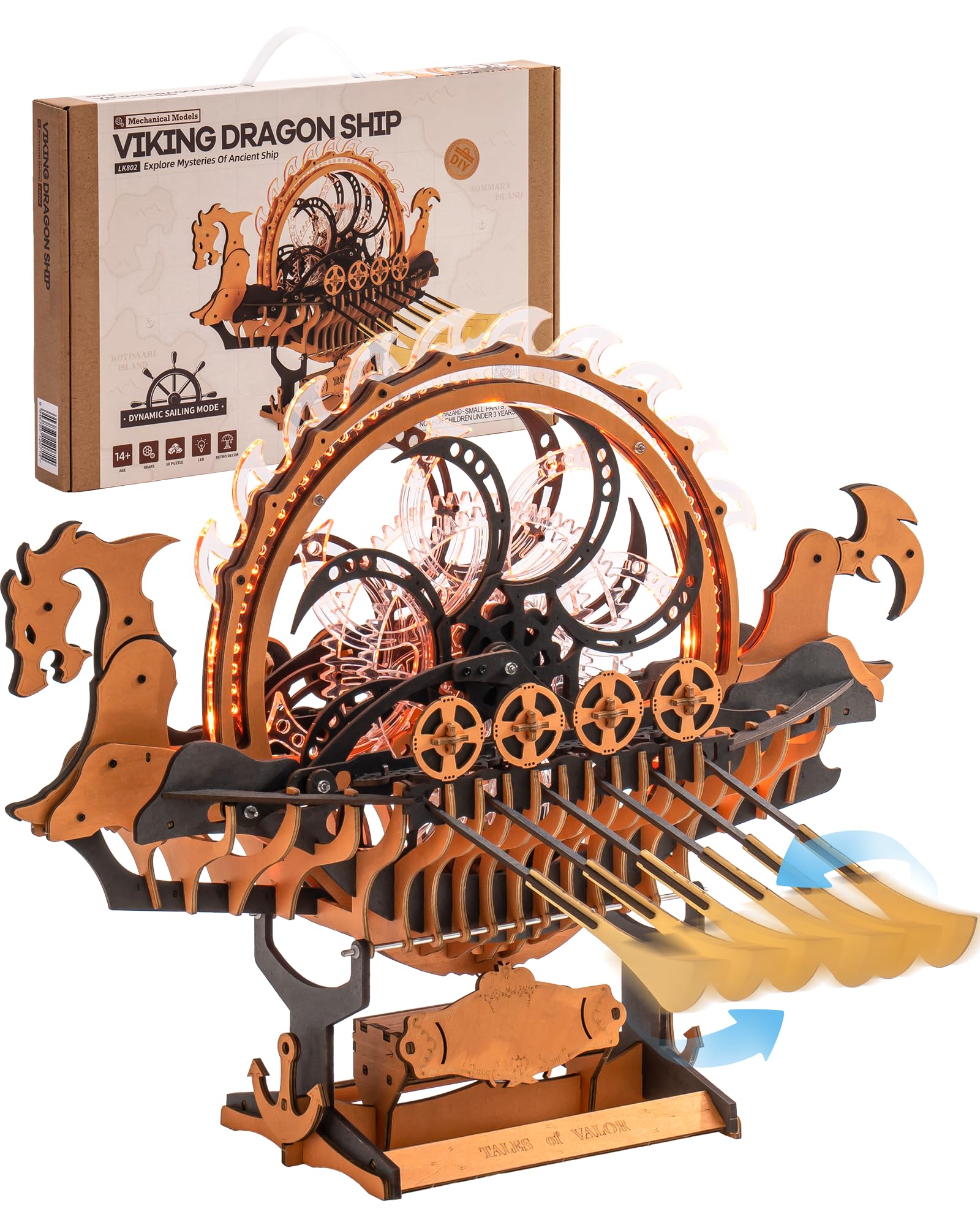 Photo 1 of (PARTIAL SET) RoWood 3D Puzzles for Adults,Viking Dragon Ship Model Kit,18 Inch DIY Wooden 3D Puzzle,Assembly Time 3H,Awesome Gifts for Adults