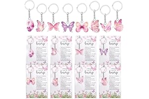 Landical 50 Sets Butterfly Baby Shower Party Favors A Message From The Bump Keychains Thank You Card Decorations for Gender Reveal Guest Gift