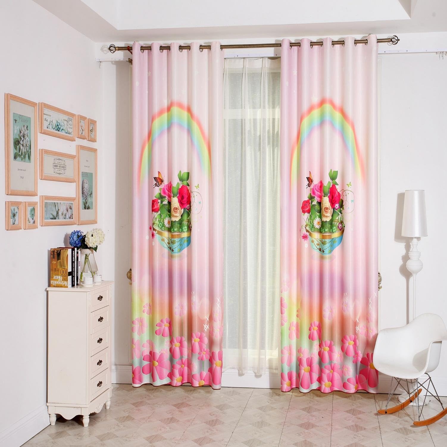 AINIJ 3D Digital printing curtain fabric shading cloth wedding parlor curtains pendant linen fabric Vertical Curtains , 2.5m