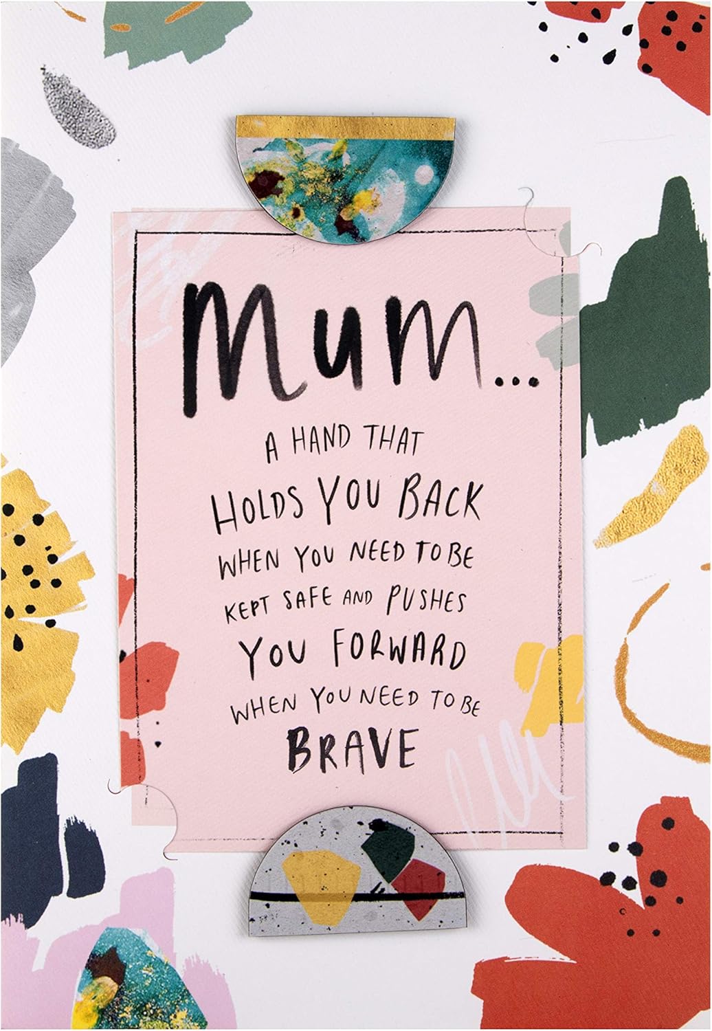 Hallmark Mothers Day Card for Mum With Keepsake Magnet, Funky Pattern Design, White, Pink, Green, Red