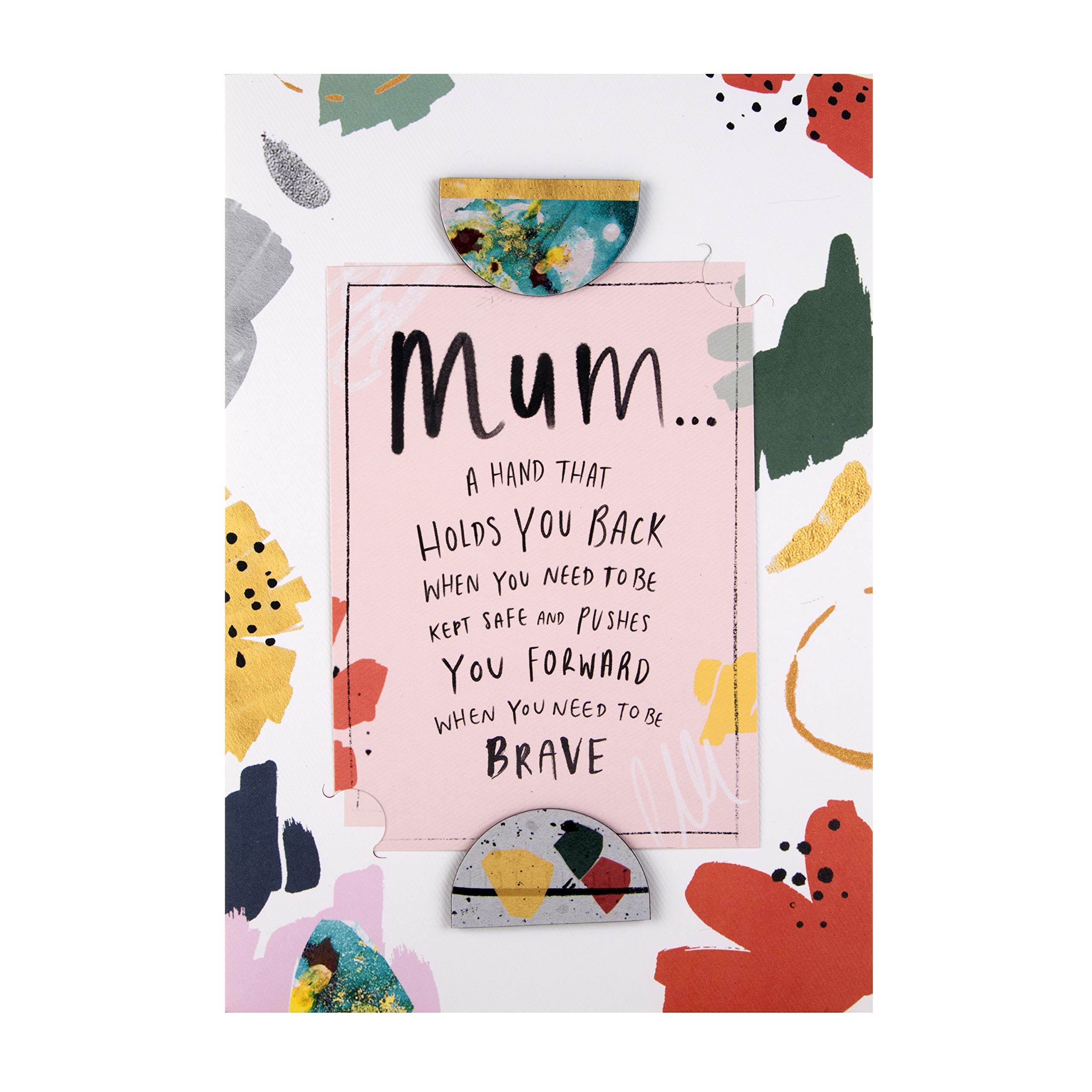 Hallmark Mothers Day Card for Mum, With Keepsake Magnet, Funky Pattern Design, White, Pink, Green, Red