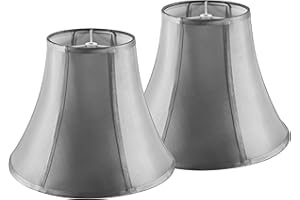 JERHOUS Light Gray Bell Lamp Shades Set of 2 Medium lamp shade for Table Lamp 6.7``Top x 13``Bottom x 10``High(Spider) Traditional Lampshade for Bedside Lamp - Hand Crafted Shade Replacement