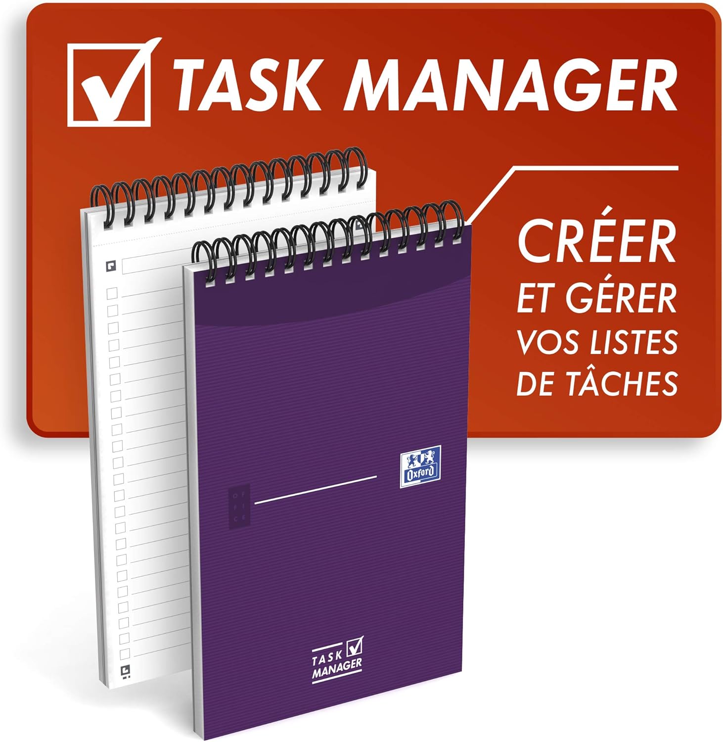 OXFORD Pack of 5 Task Manager Notepads 12.5 x 20 cm 140 Pages Ruled 8 mm Spiral Bound Card Cover Assorted Colours - Image 3