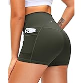 Soothfeel Women's High Waist Yoga Shorts with Side Pockets Tummy Control Running Gym Workout Biker Shorts for Women 5" /3"