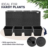 Casaria Flower Box 4 Inner Pots Polyrattan Rectangular Planter Black view 5