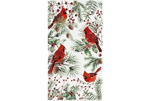 LINHAXM 100 Christmas Guest Napkins Red Cardinal Disposable Paper Napkins Christmas Holly Cocktail Guest Hand Towel for Party Table Dinner Bathroom