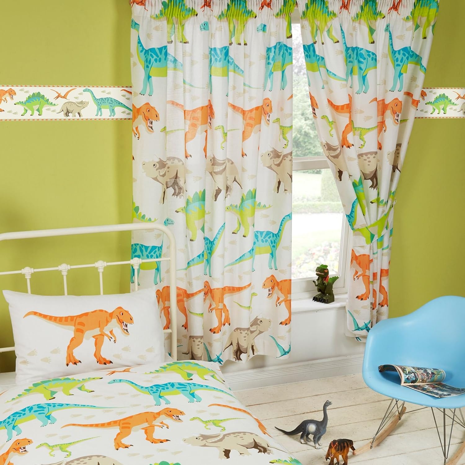 Price Right Home Dinosaur World Lined Curtains 72 Amazon Co Uk