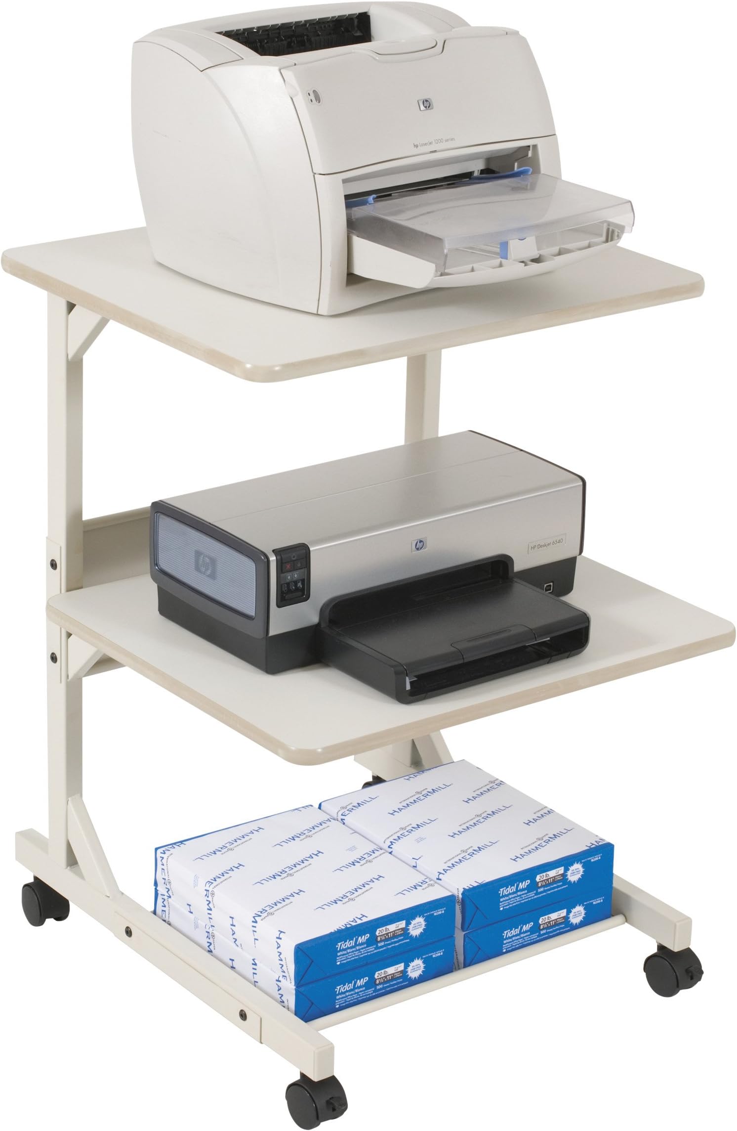 MooreCo Dual Laser Printer Stand – Printer Cabinets & Stands (609.6 x 609.6 x 787.4 mm, White)
