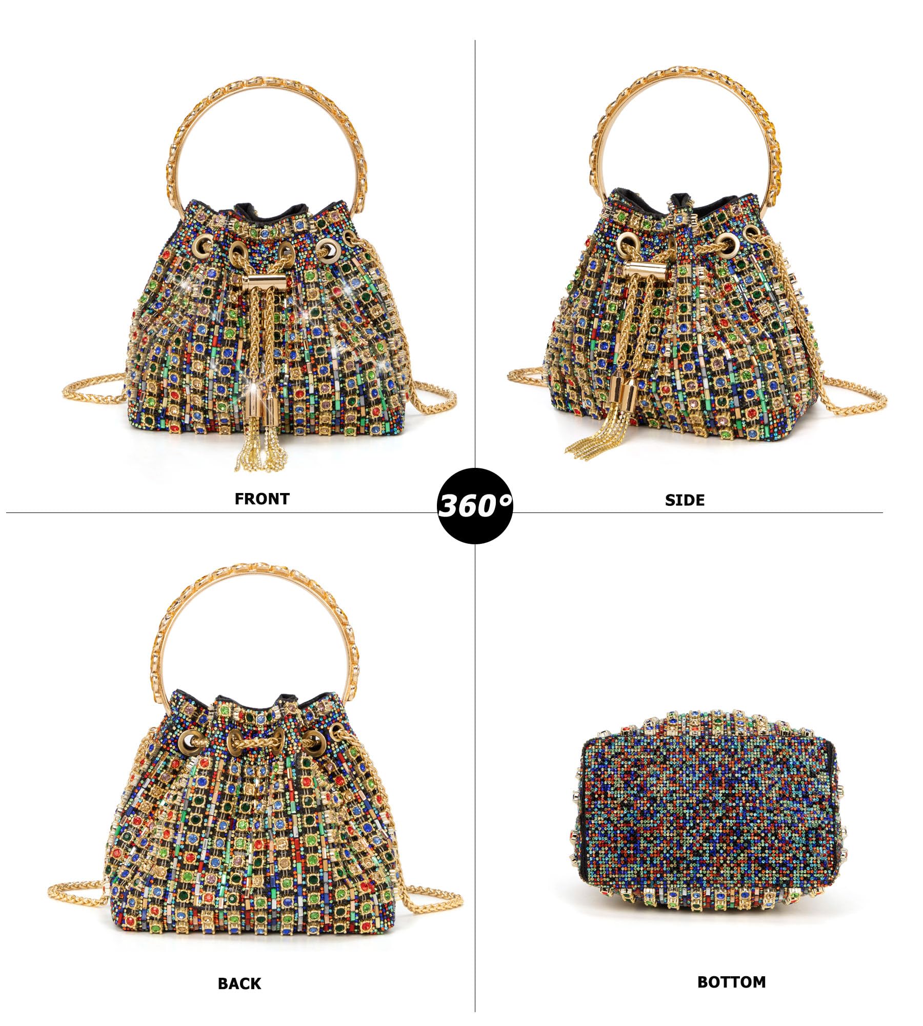 Sweetovo Sparkly Diamond Evening Bag Clutch Purses for Women Rhinestone Purse Glitter Handbag for Party Prom Cocktail Wedding