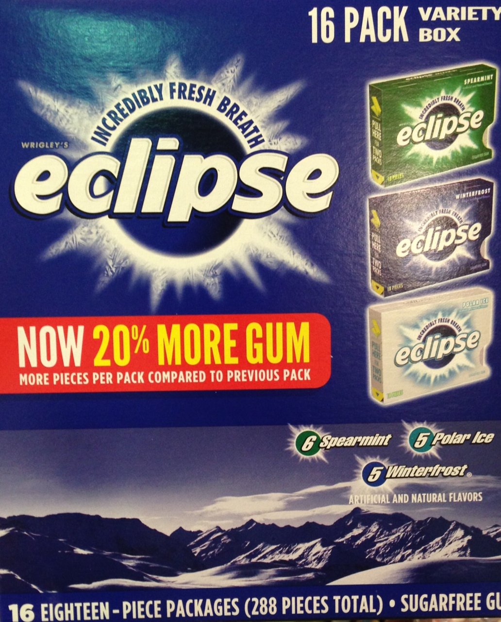 Wrigley Eclipse 16 Pack Variety Box Chewing Gum