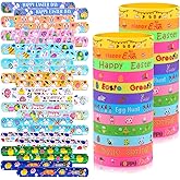 xutengy 48Pcs Easter Party Favors Decorations Slap Bracelets Rubber Wristbands for Kids Girls Boys，Easter Basket Stuffers Easter Egg Fillers Gifts for Toddlers