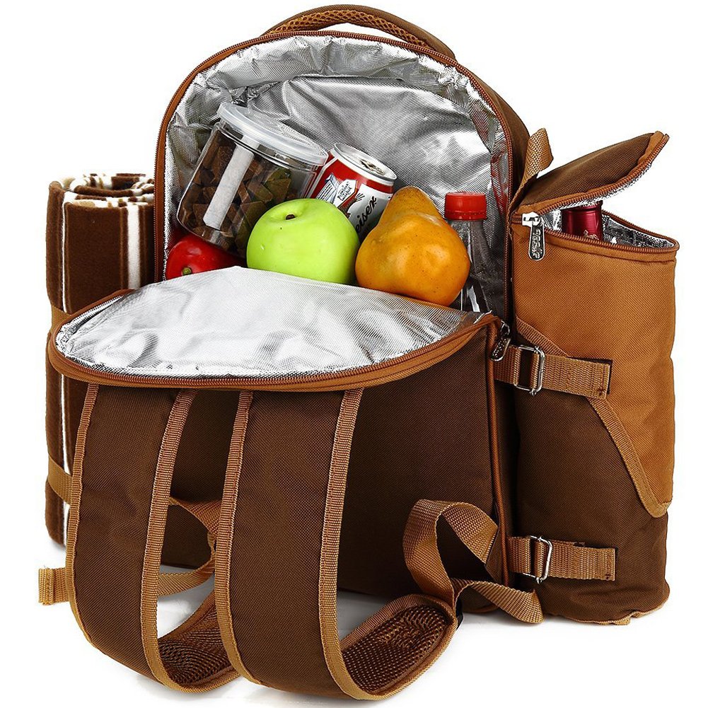 4 Person Picnic Backpack Cooler Bag Rucksack Hamper Outdoor Camping