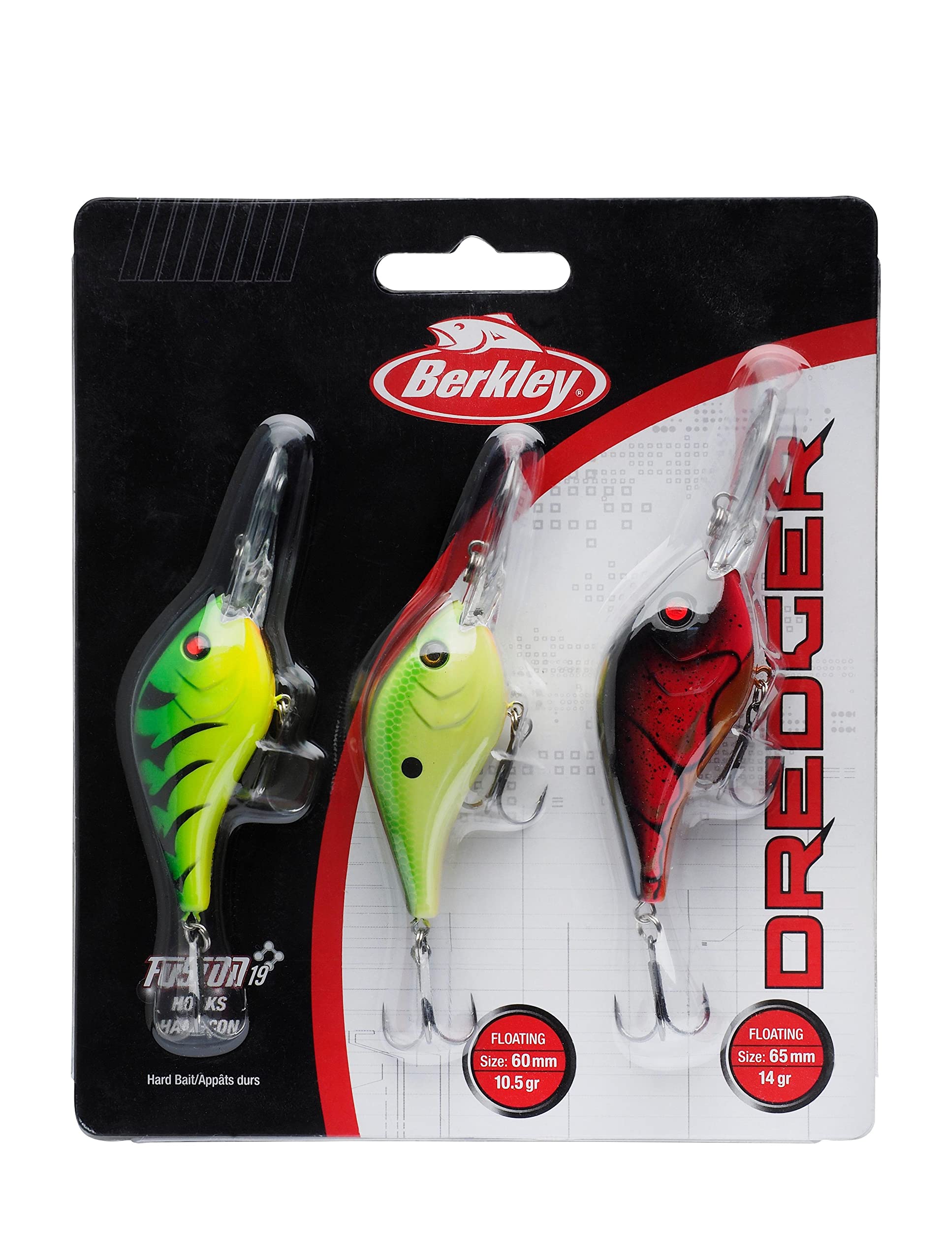 Berkley Dredger Floating Diving Crankbait for Perch, Pike, Zander and Trout, Hard Lure Pack- Ideal for Trolling and Casting - Pack of 3, Varied