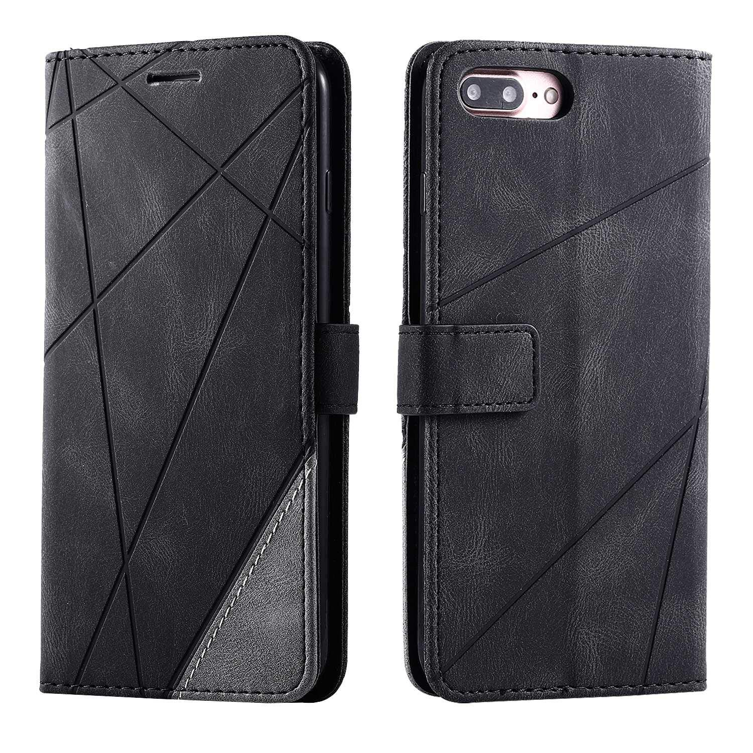 SONWO PU Leather Wallet Case with Magnetic Closure and Flip for iPhone 7 Plus/iPhone 8 Plus, Black
