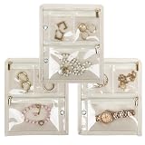 LingLingo Travel Jewelry Organizer Case, Jewelry Bags Jewelry Storage Book Binder with Clear Zipper Velvet Pouch for Traveling,Earrings, Rings, Necklace, Bracelet (Inner Pages,Beige,3 PCS)