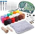 IMZAY Needle Felting Kit, Wool Roving 18 Colors Set, Needle Felting Tools with Exquisite Green Storage Bag, Wool Felt Tools f