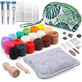 IMZAY Needle Felting Kit, Wool Roving 18 Colors Set, Needle Felting Tools with Exquisite Green Storage Bag, Wool Felt Tools f