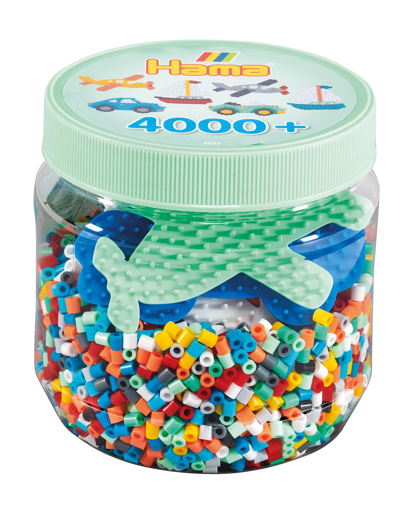 Hama Beads, 4000 Beads and 3 Pegboards in Tub, Green