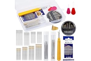 Pnytty Sewing Needles Set,137 PCS Assorted Hand Sewing Needles, Large Eye Premium Sewing Needles, Sharp Embroidery Needles with Needle Threaders, Stitch Remover, and Thimble for Art Crafts