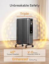 Dreo 2000W Oil Filled Radiator with 9 Fins Digital Thermostat Timer Child Lock view 3