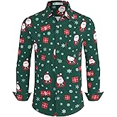 BOJIN Men's Dress Wrinkle-Free Floral Hawaiian Long Sleeve Flower Printed Casual Button Down Shirts with Pocket