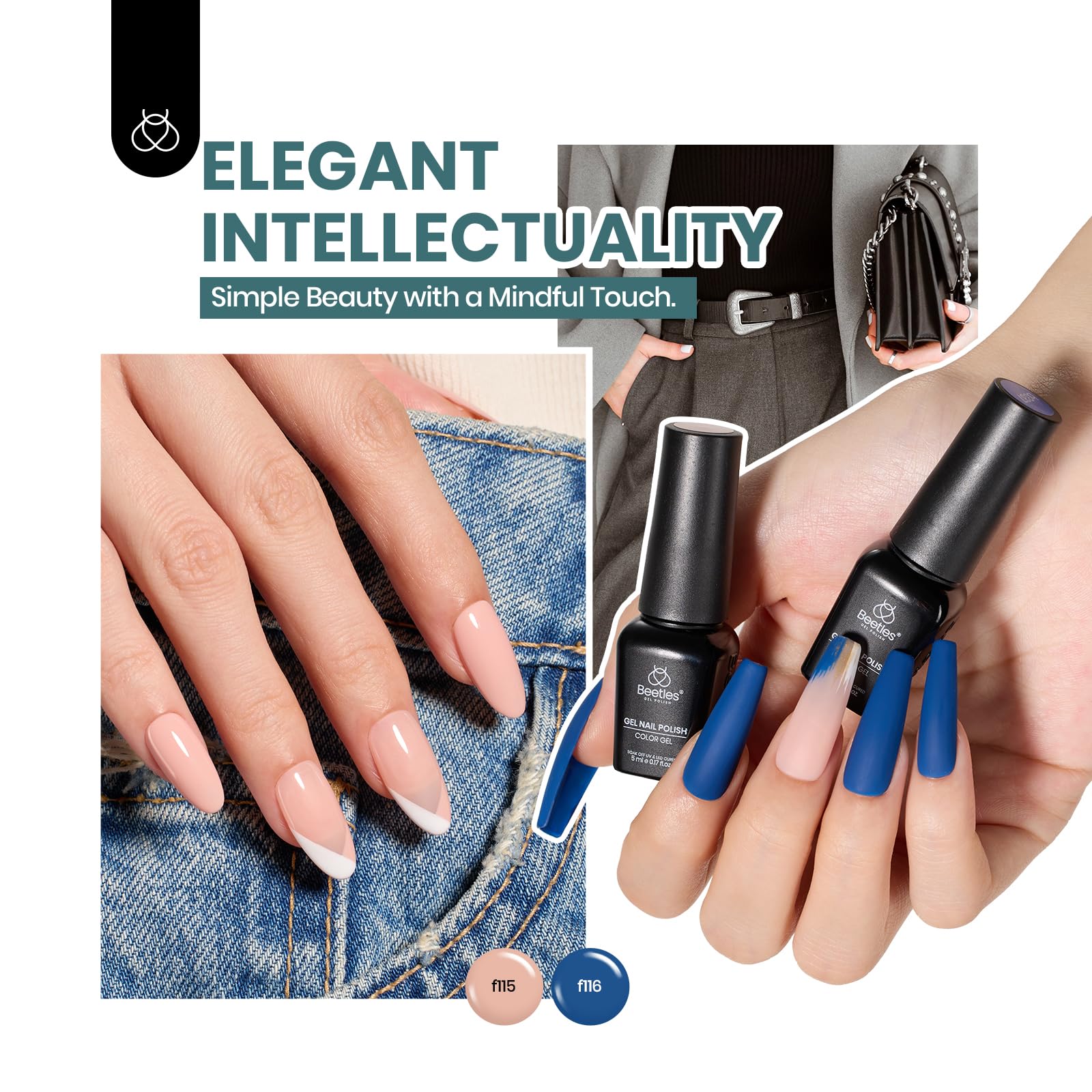 Beetles Gel Nail Polish Set, 60 Colors Neon Gel Polish Kit Jelly Glitter Nude Pink White Red Blue Green Brown Summer Color Nail Polish Base &Glossy Matte Top Coat Gift for Her Women - Image 3