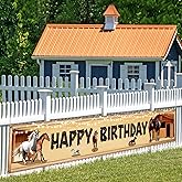 Horse Birthday Party Decorations Horse Happy Birthday Banner,Western Cowboy Party Backdrop Decorations,Wild West Party Banner Supplies Boy,9.8x1.6FT