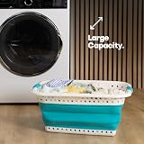 LIVIVO 58L Collapsible Laundry Basket with Handles Turquoise view 4