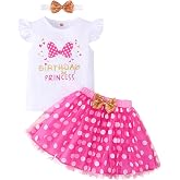 Laqualle Toddler Kids Baby Girls Birthday Mickey Princess Outfits Polka Dots Tulle Tutu dress Cake Smash clothes set 1-6T