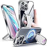 Shields Up for iPhone 16 Pro Max Case with Stand, 16 Pro Max Phone Case Clear with Ring Holder & Phone Grip [Compatible with MagSafe] Shockproof Protective Cover for iPhone 16 Pro Max (6.9 inch) Clear
