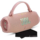 JBL Charge 6 Portable Bluetooth Speaker, IP68 Waterproof, Dustproof, Drop-Proof, AI Sound Boost, Built-in Powerbank, Carrying Strap, 28H Battery – Pink – Boomph's Ultimate Performance Cloth Solution