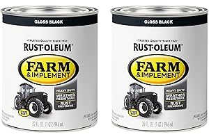 Rust-Oleum 280104-2PK Farm & Implement Enamel Paint, Quart, Gloss Black, 0.25 Gallon (Pack of 2)