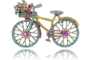 Vancy Utopia Crystal Rhinestone Creative Bicycles Brooch Pin for Women Retro Elegant Handmade Blue Brooches Pins Classic Wedd