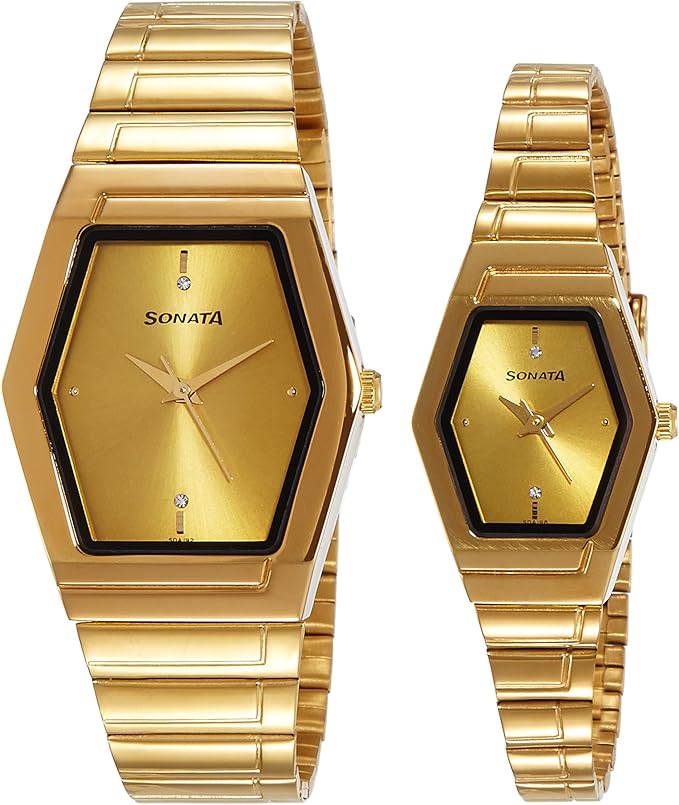 Sonata Unisex Pairs Analog Gold Dial Couple's Watch Watches