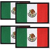 Mexico Flag Patch 4PCS &ndash; Strong Hook and Loop Won't Fall Off, Full Embroidery Tactical Morale Patch for Hats Backpacks Vests Bags Tactical Gear Helmets Motorcycle Jackets Uniforms