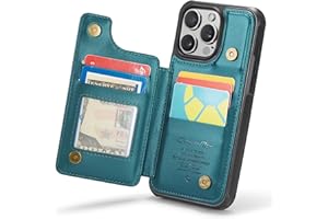 CYBERLAND for iPhone 15 Pro Max Case with Card Holder, Wallet Case for Women Men with RFID Blocking, Durable Leather Kickstand Magnetic Clasp Shockproof Phone Case for iPhone 15 Pro Max (Green)