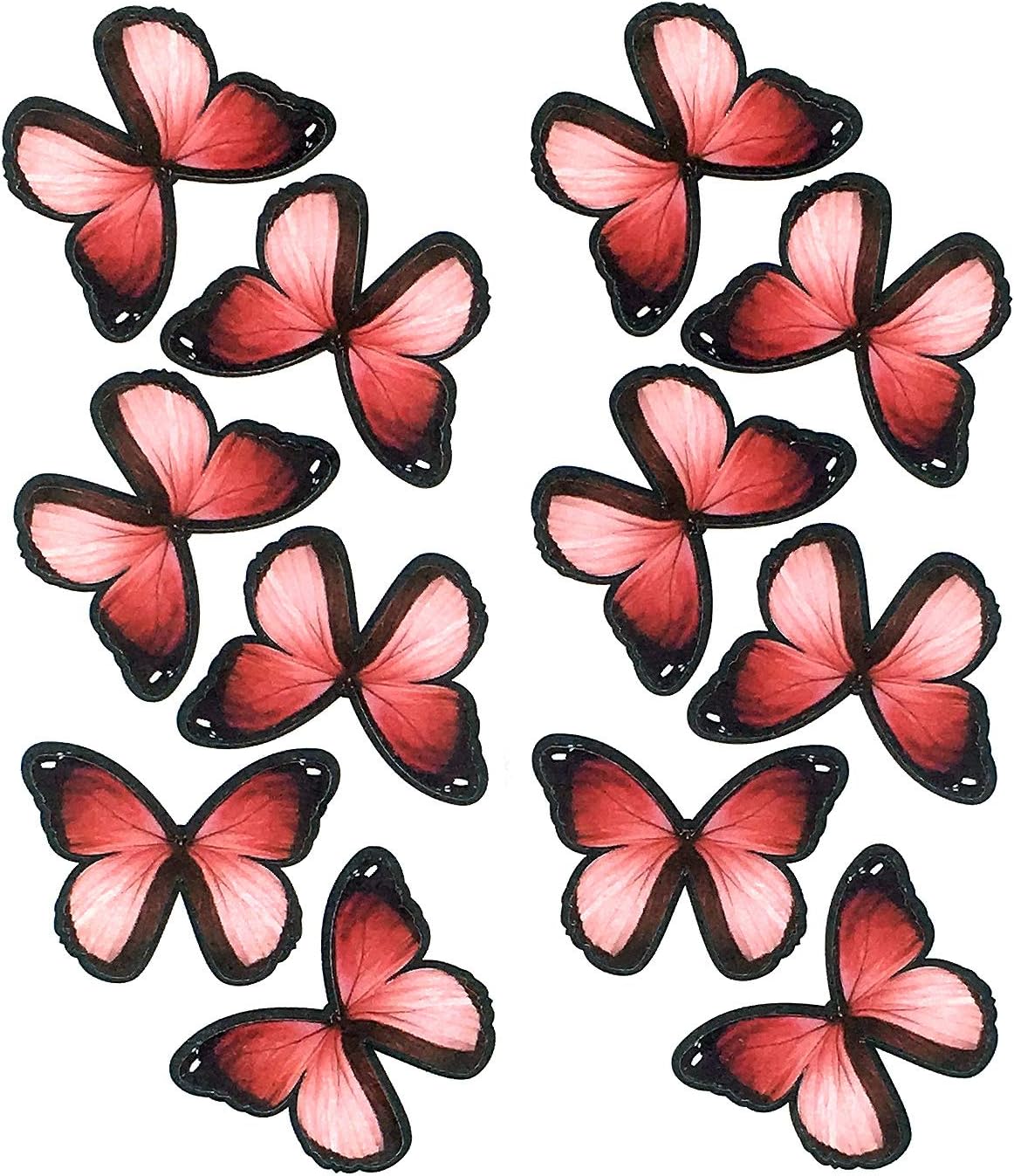 Edible Butterflies Cake Toppers,Pink, Large Size Set,M