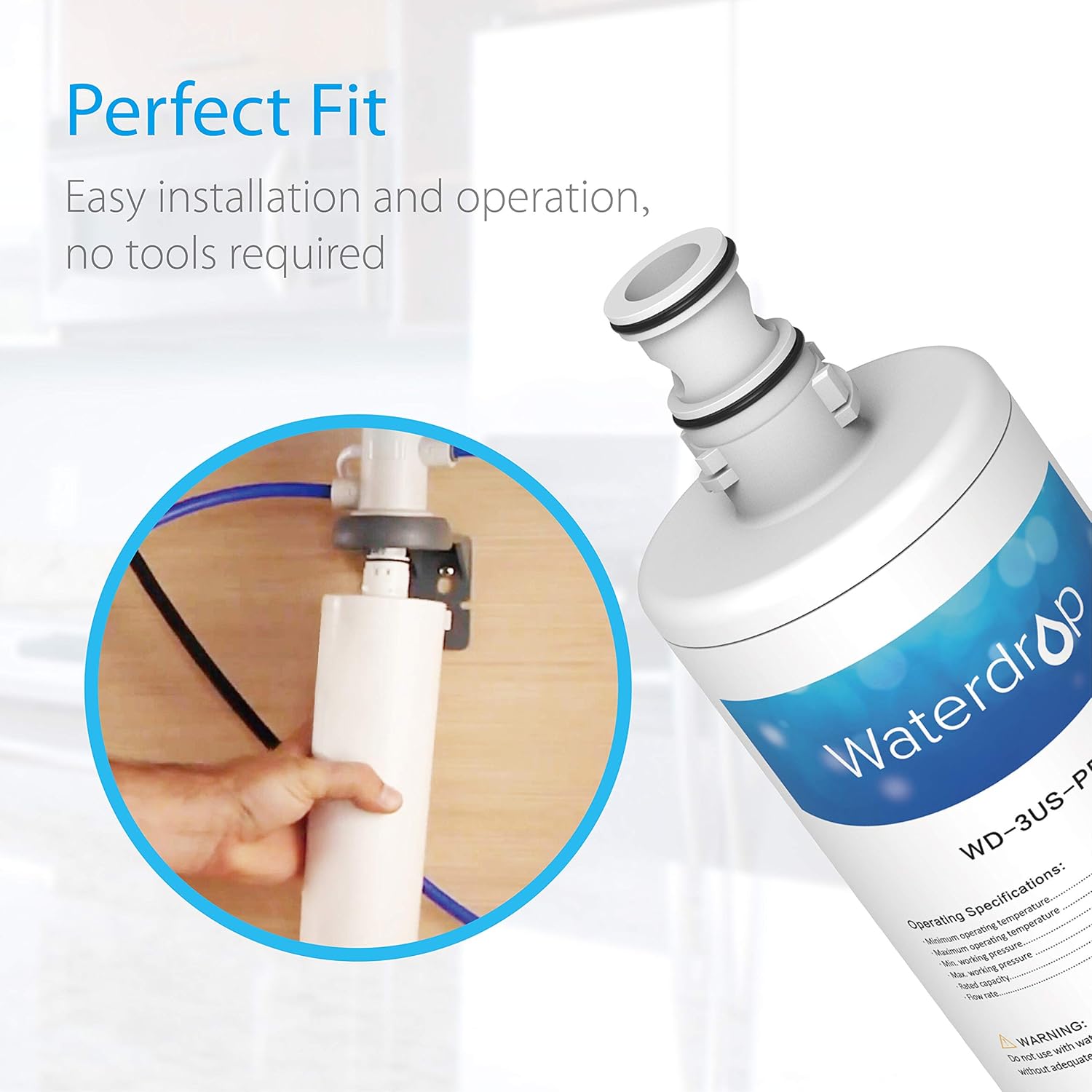Waterdrop 3US-PF01 Under Sink Water Filter, Compatible with Advanced 3US-PF01, 3US-MAX-F01, 3US-PS01, 3US-MAX-S01, Aqua-Pure C-Cyst-FF, Manitowoc K-00337, K-00338, Pack of 1: Home & Kitchen