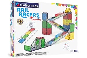 MAGNA-TILES Rail Racers Deluxe 90-Piece Magnetic Construction Set, The Original Magnetic Building Brand