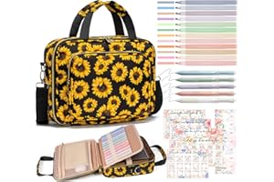 FLOE Bible Cover for Women Bible Case, Large Bible Bag w/Shoulder Strap, Bible Study Supplies Bible Journaling Kit Book Carrying Case with Bible Highlighters Tabs, Christmas Christian Gifts for Women Lady