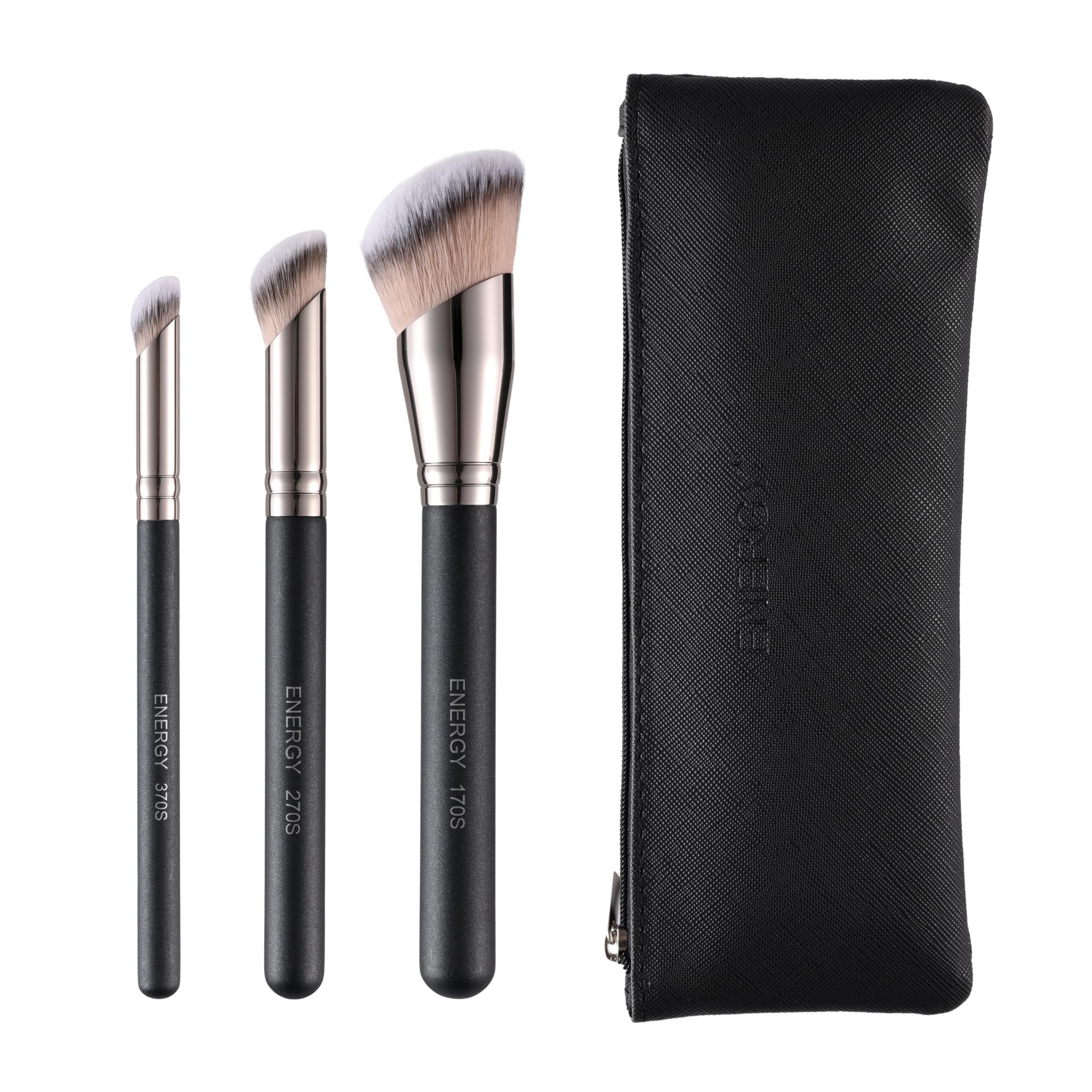 ENERGY 3-in-1 Makeup Brush Set with Travel Pouch Portable, including Foundation Brush, Concealer Brush (Gift for Her, Gift for Woman) — image 1