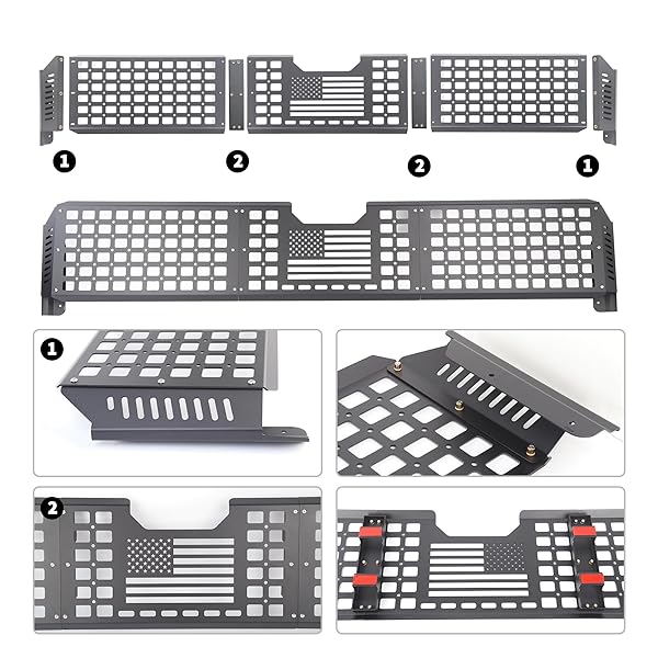 LINSKIP TAILGATE BED MOLLE EXPANSION PANEL COMPATIBLE WITH 2024 2025 TESLA CYBERTRUCK, REAR GATE MOLLE RACKS, CARGO CARRIER TOOL ORGANIZER, EXTERIOR ACCESSORIES