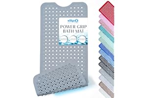 SlipX Solutions Power Grip Bathtub Safety Mat | Precision Grip Technology for Longer, Stronger, & Softer Wet Surface Protection | Solid Gray 39"x16"