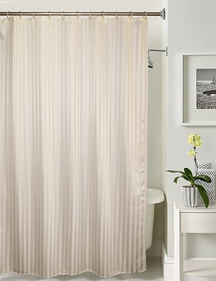 Lushomes Polyester Blend Striped Shower Curtain with 12 Eyelets (72x80-inch, Off-White)