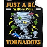 Just A Boy Who Loves Tornado Blanket Best Gifts Super Soft Premium Flannel Throw Blanket, Warm Plush Perfect for Sofa Bed Camping Blankets All Season Use (50" L X 40" W)