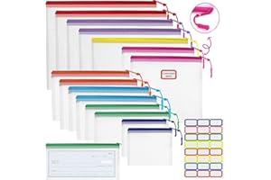 YOPCDJ 15pcs Mesh Zipper Pouch for Organization, Waterproof Zipper Pouches Colored PVC Travel Zipper Bags Clear Multipurpose Document Bags Suitable for Travel School Board Game and Office Supplies