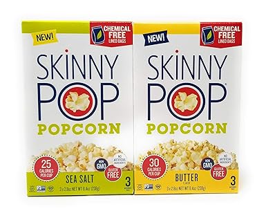Skinny Pop Microwave Popcorn Bowl Variety , Butter & Sea salt - 8.4 oz Each